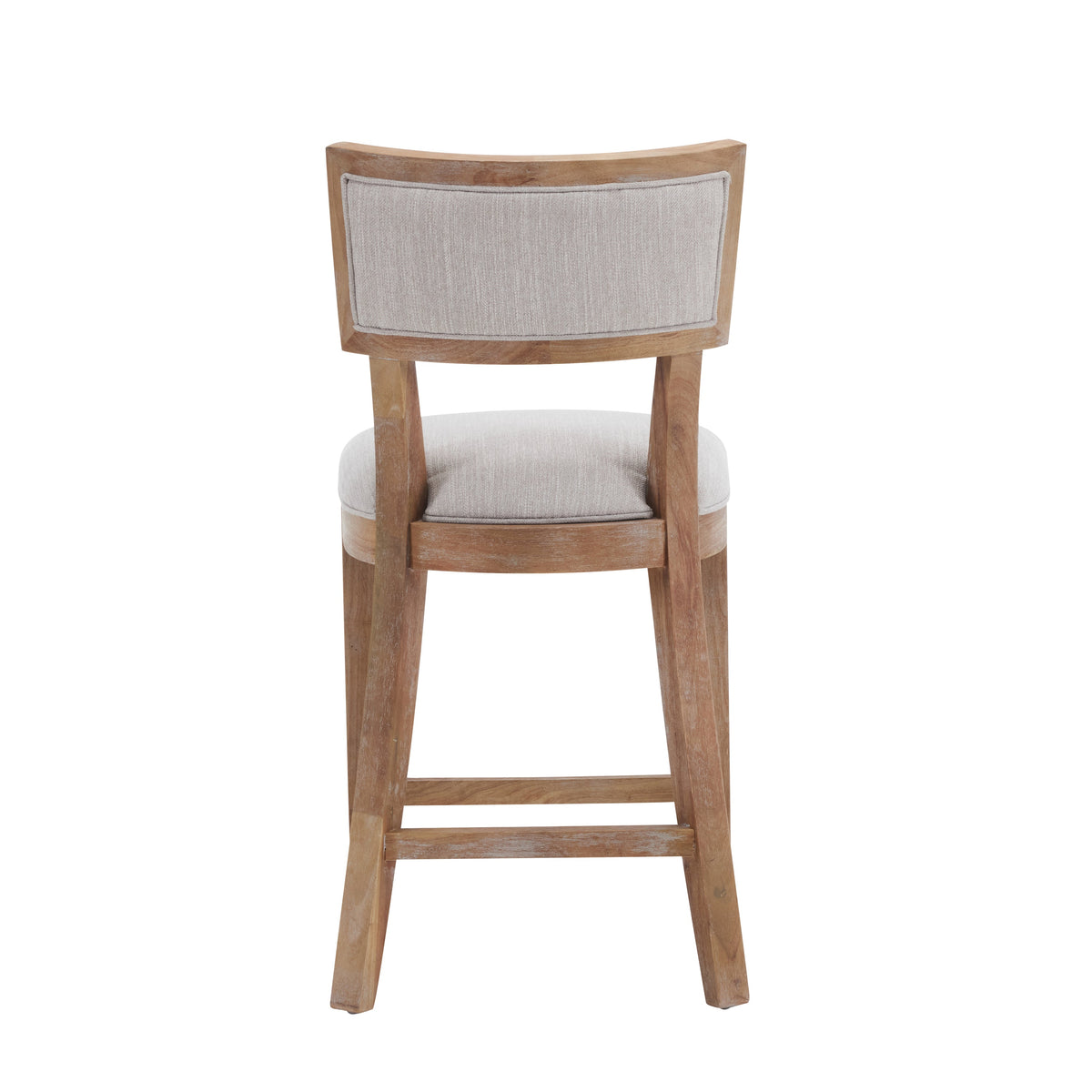 Upholstered Counter Stools Set of 2 with Ergonomic Back - Beige & Natural