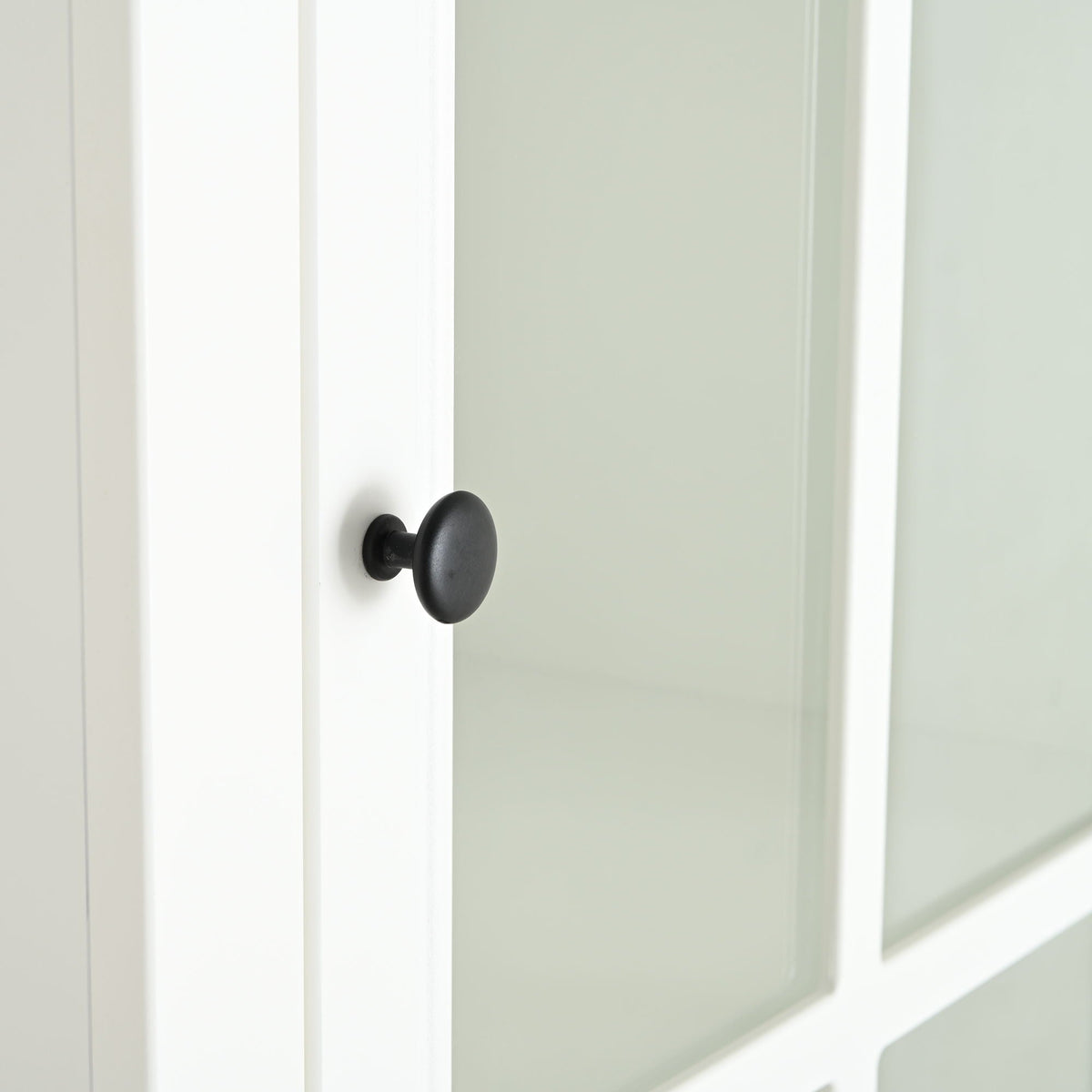 Retro Style Hutch Cabinet with Glass Door - White