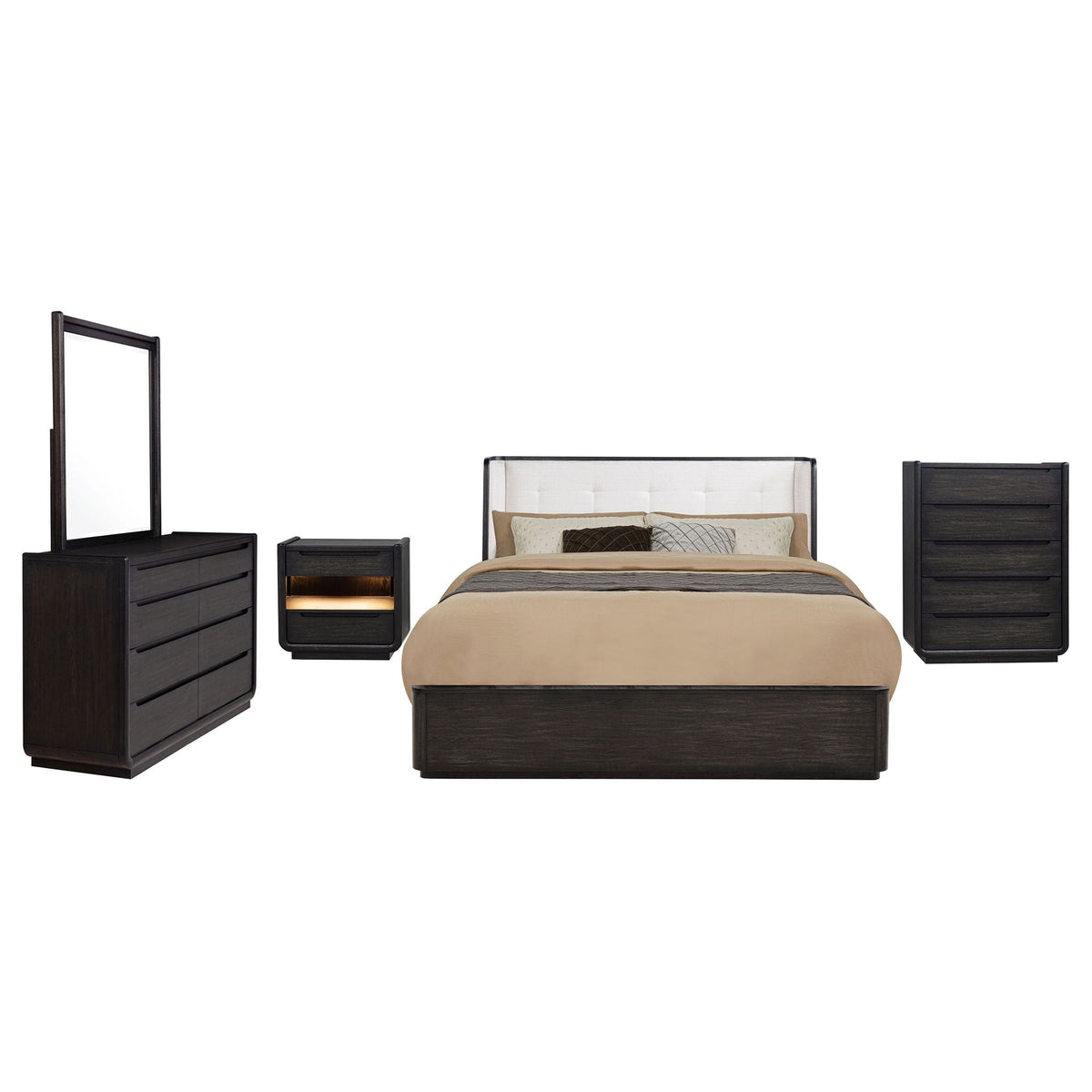 Leandro 5-piece Eastern King Bedroom Set Burnished Black