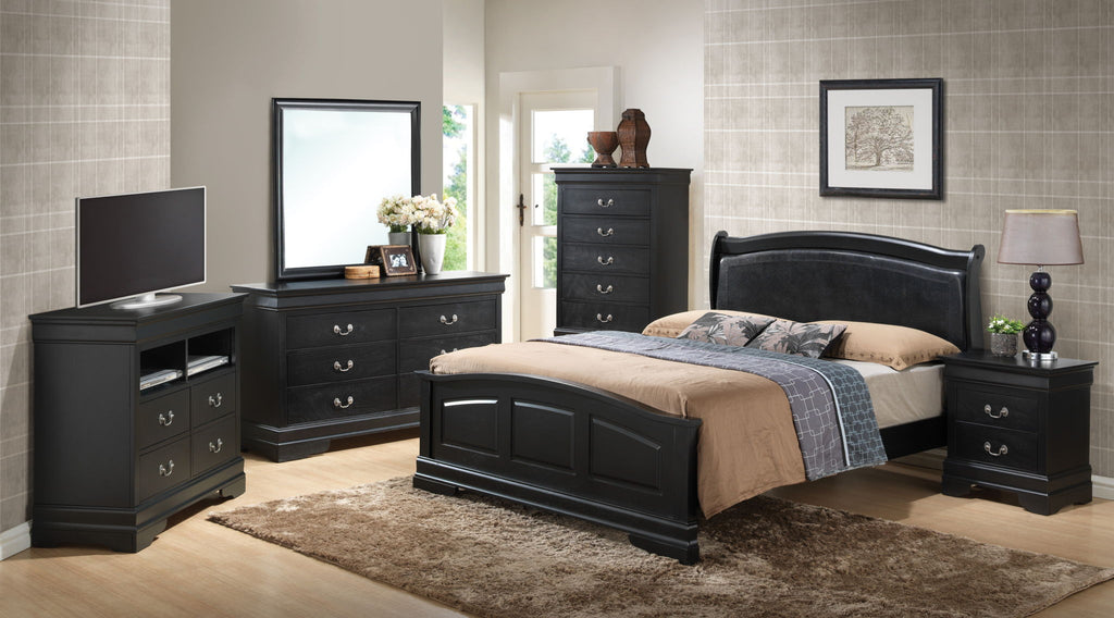 Elegantly Crafted Panel Sleigh Bed with Upholstered Panels - Multiple Colors