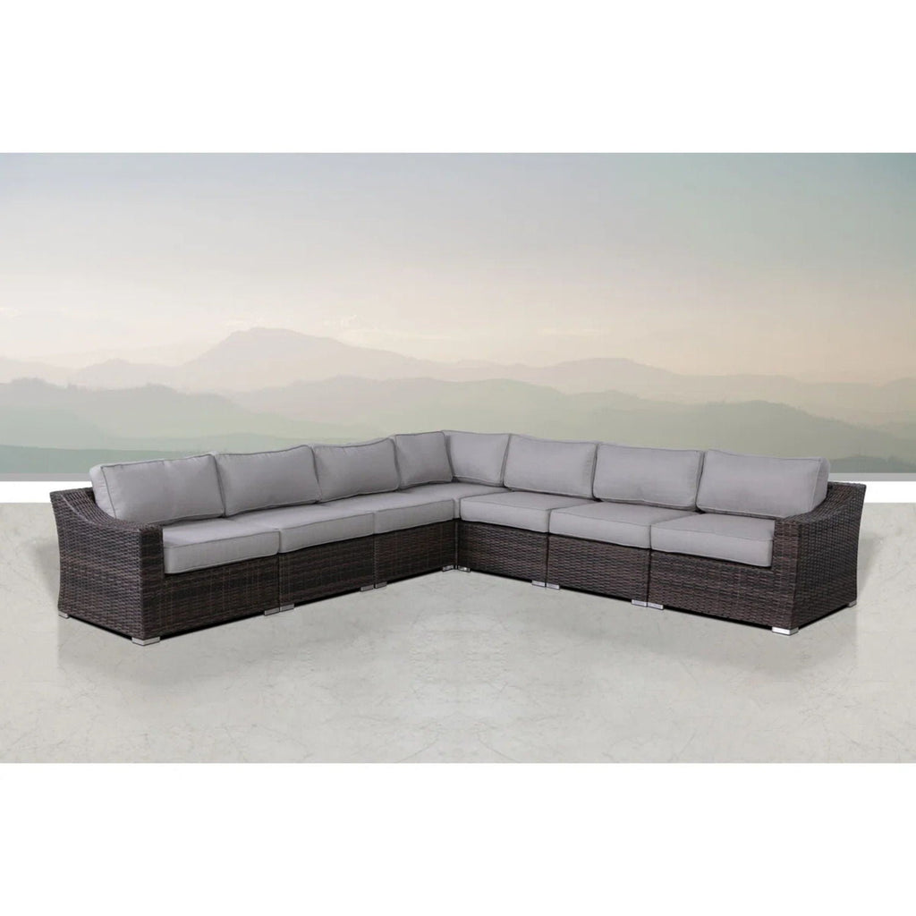Outdoor Rattan Wicker Sectional Seating Group with Cushions – Gray or Dark Brown