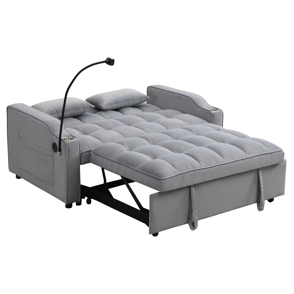 Modern Loveseat Futon Sofa with Pullout Bed and Adjustable Backrest - Multiple Colors