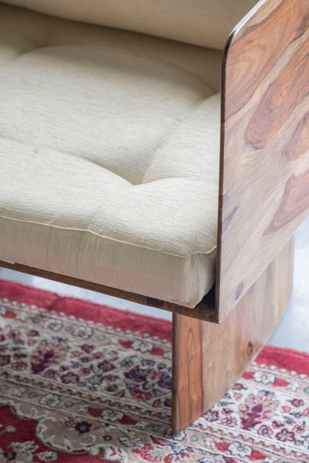 Wooden Arm Chair with Panel-Style Legs - Brown
