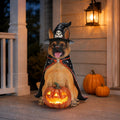 Halloween German Shepherd Dog Statue with LED Pumpkin - Resin