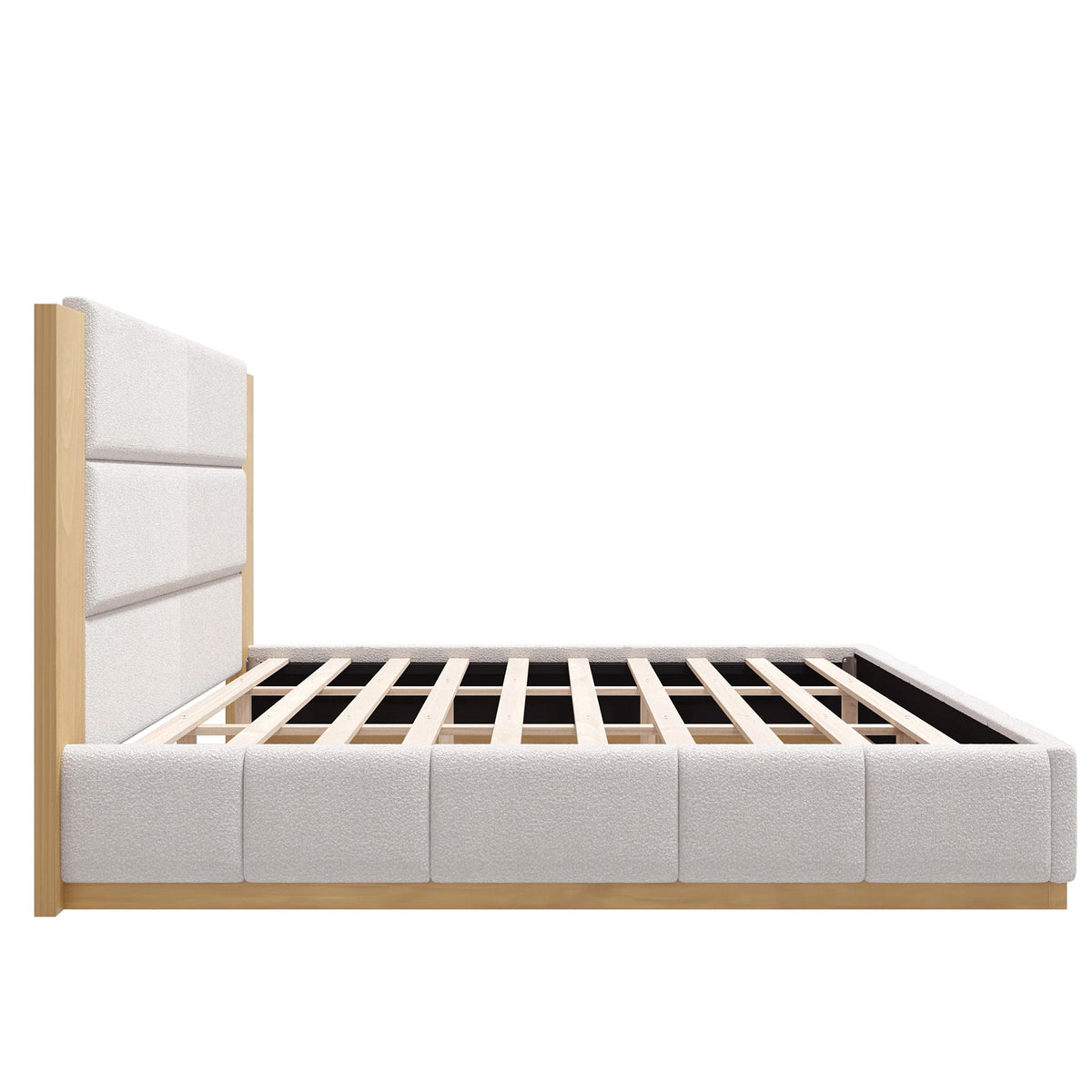 Modern Upholstered Platform Bed with Extended Headboard - Queen or King