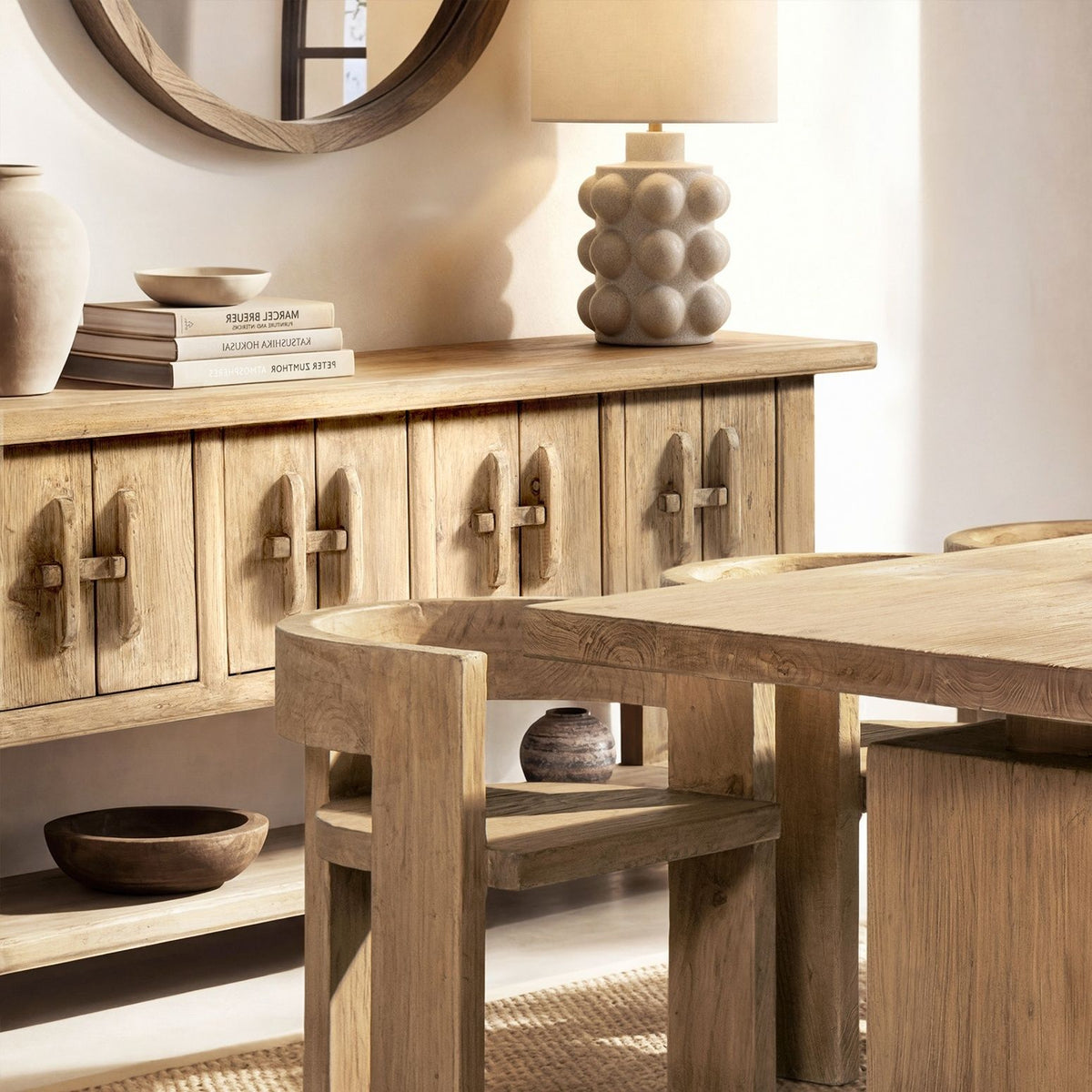 Reclaimed Pine Sideboard with Lower Shelf - Natural