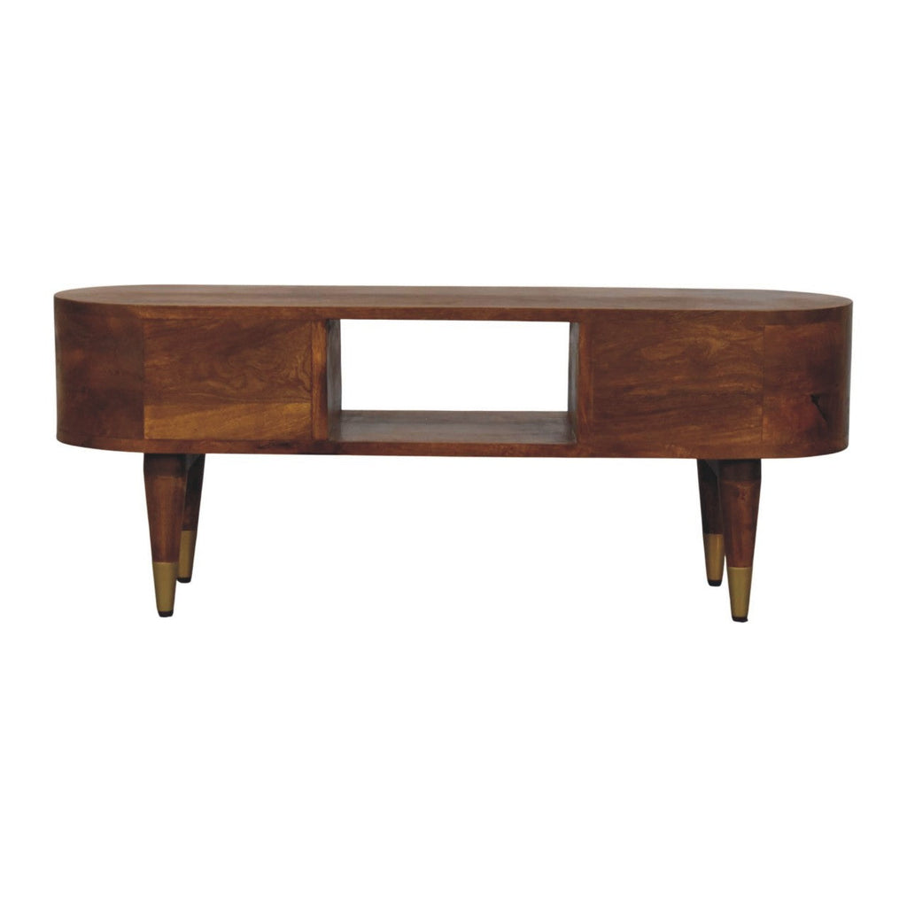 Solid Wood Valenza Media Unit with Storage Drawers - Chestnut