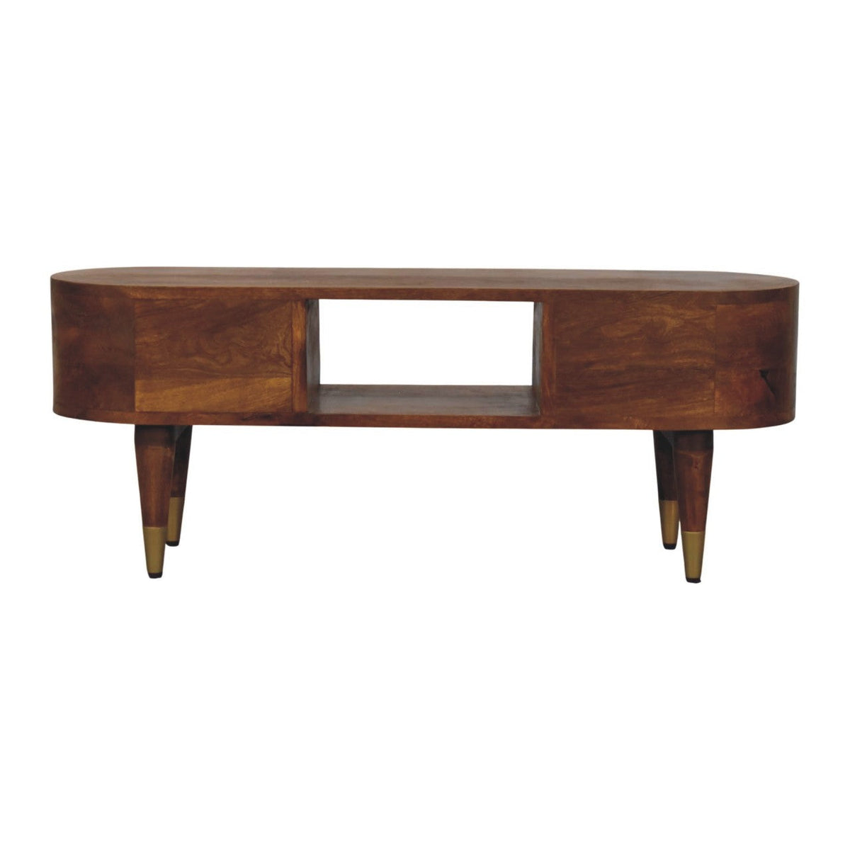 Solid Wood Valenza Media Unit with Storage Drawers - Chestnut