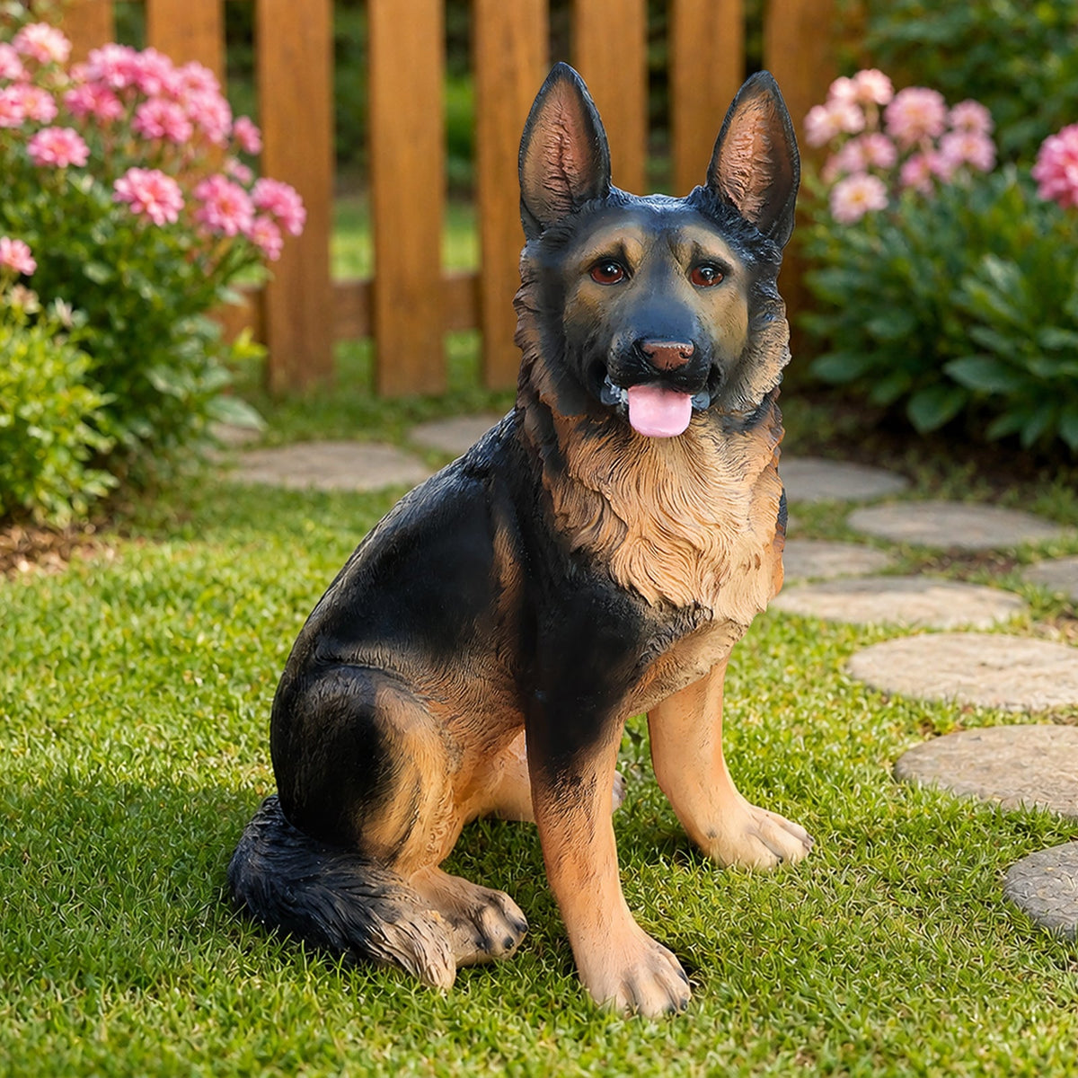 German Shepherd Dog Statue with Realistic Detail - Outdoor Resin