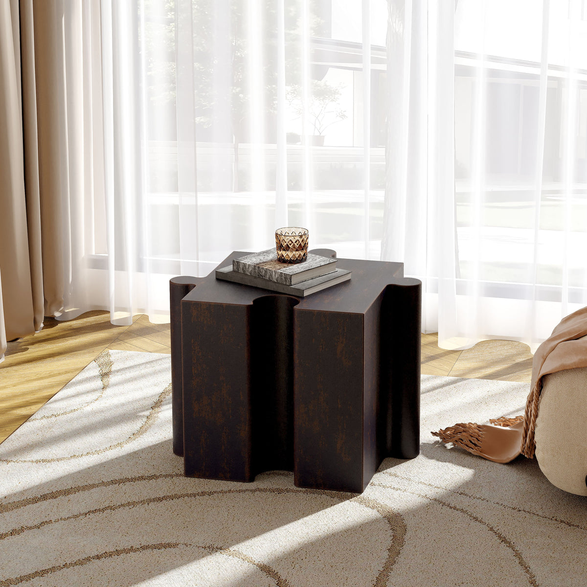 Artistic Puzzle Outdoor Table Set with Modular Design - Antique