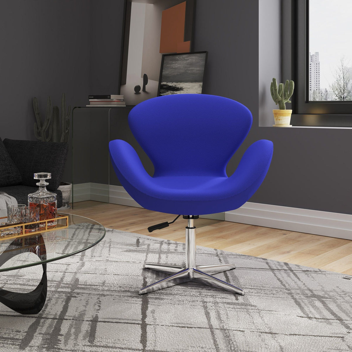 Raspberry Swivel Lounge Chair with 360-Degree Rotation - Multiple Colors