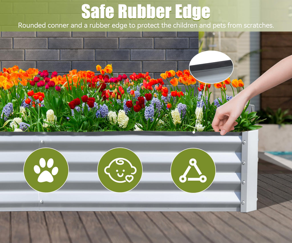 Galvanized Raised Garden Bed with Durable Steel Construction - Silver