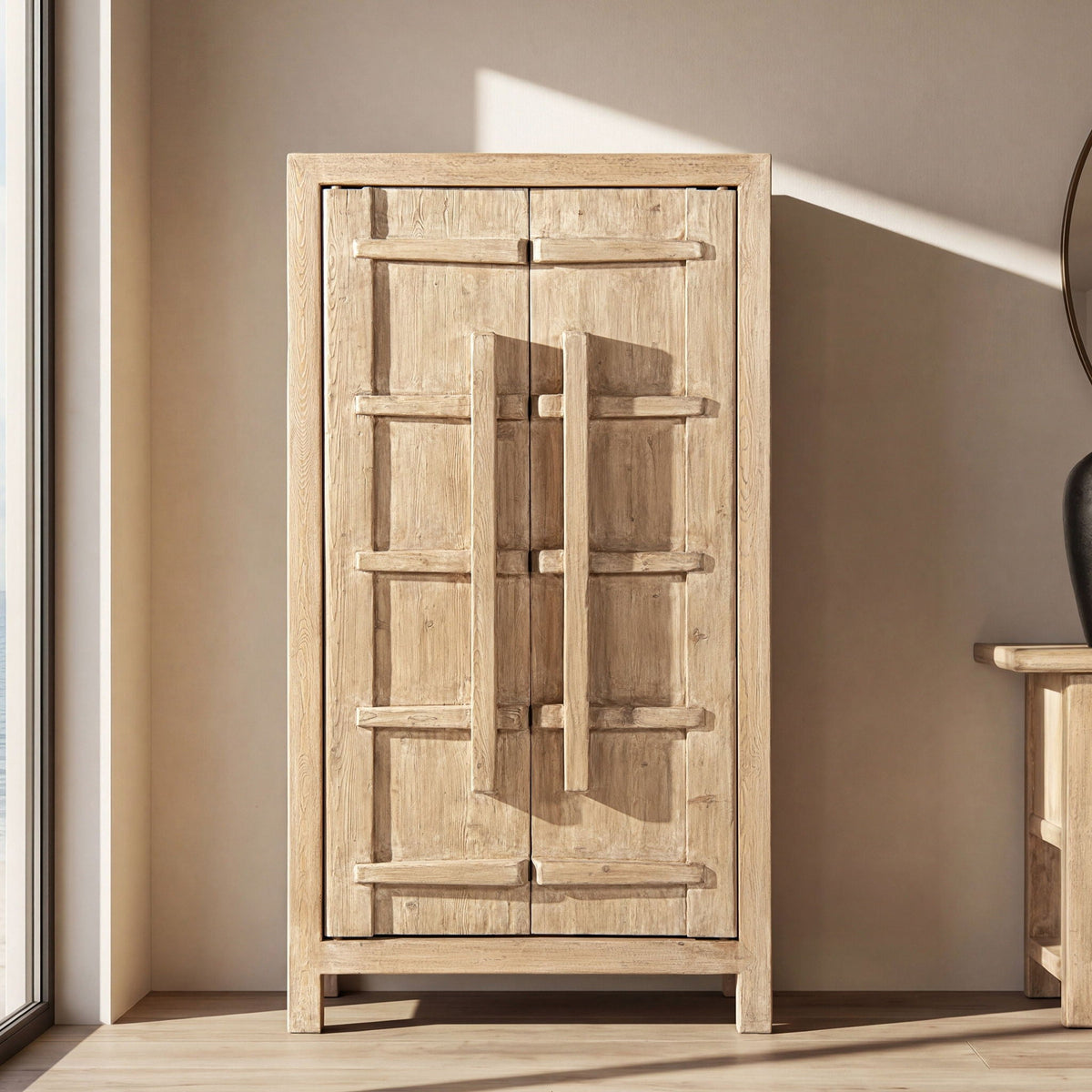 Natural Storage Cabinet with Double Doors - Solid Reclaimed Pine