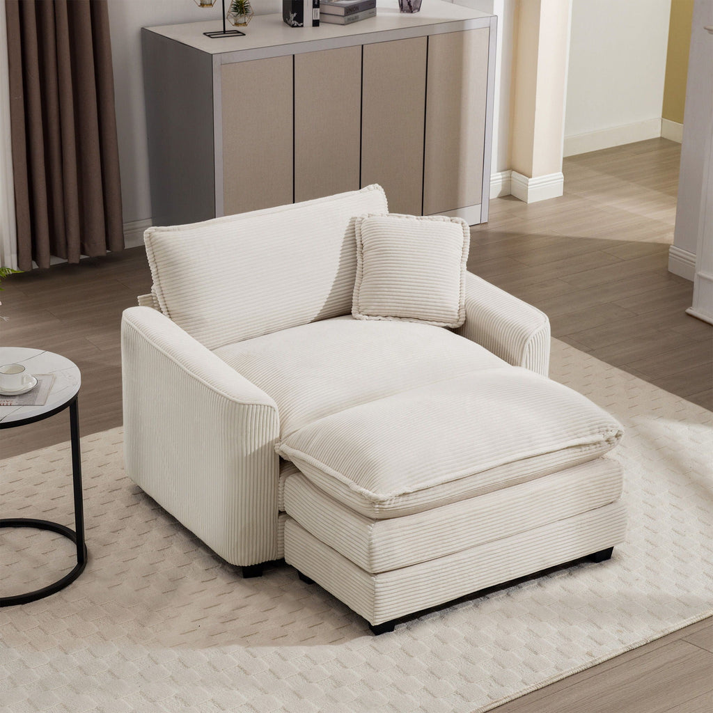 Modern Comfortable Single Chair & Ottoman with Deep Seat - Multiple Colors