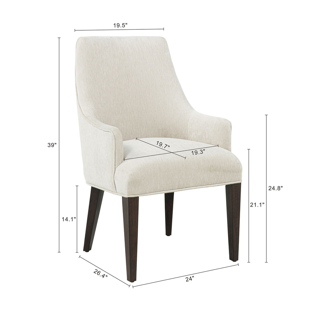 Upholstered Armchair with Ergonomic Backrest - Beige or Dark Gray