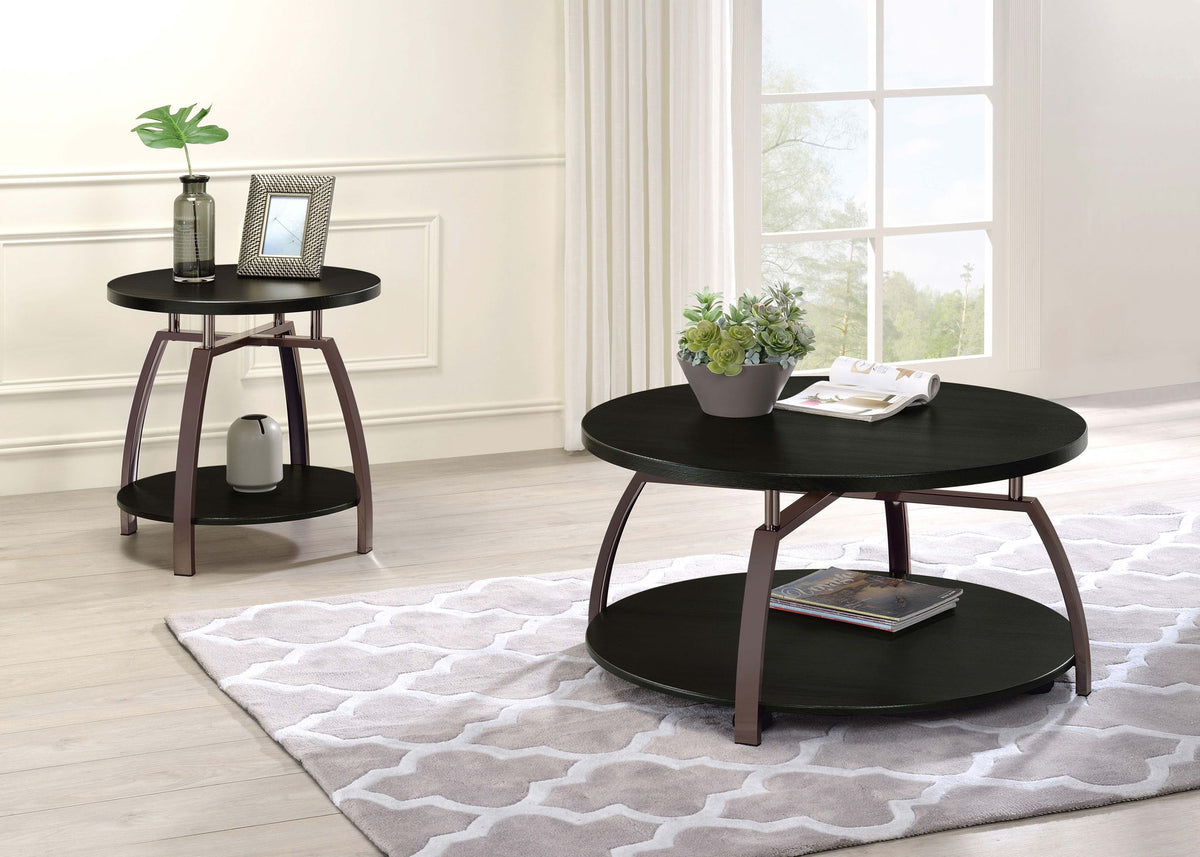 Dacre Round Engineered Wood Top Side End Table Dark Charcoal