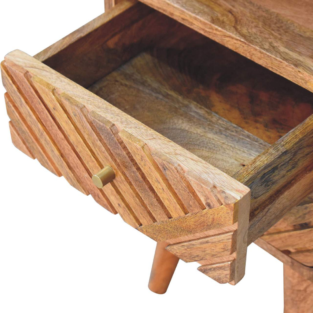 Solid Wood Mini Lille Curved Nightstand with Nordic Legs - Natural Finish