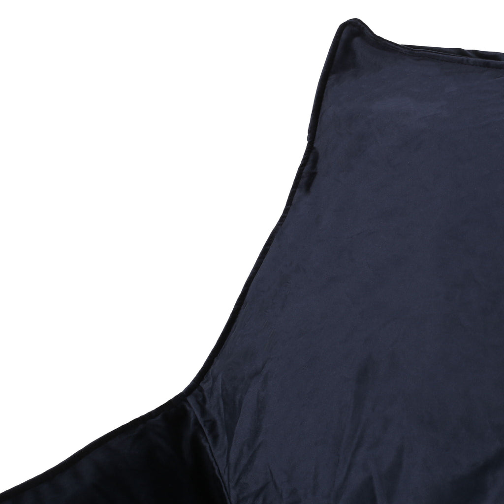 Velveteen Bean Bag Chair with Armrests - Midnight Blue