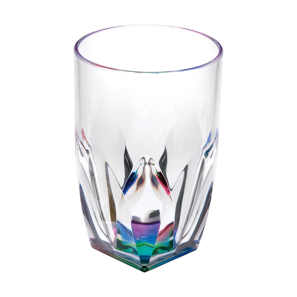 Rainbow Diamond Acrylic Glasses Drinking Set of 4 with Shatterproof Construction - Clear