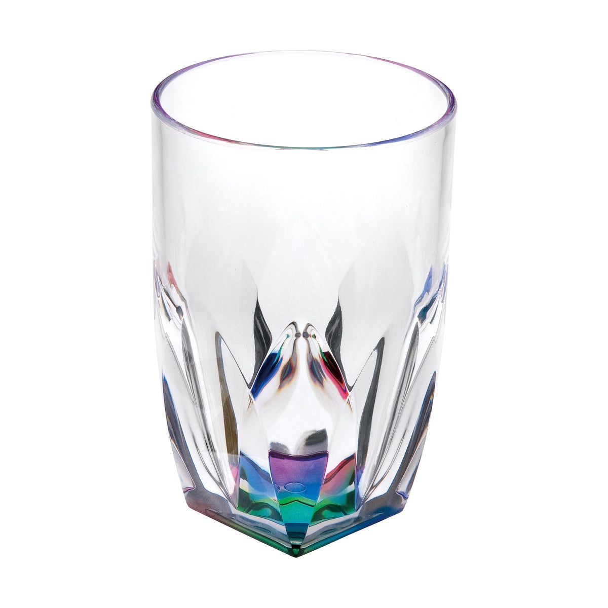 Rainbow Diamond Acrylic Glasses Drinking Set of 4 with Shatterproof Construction - Clear