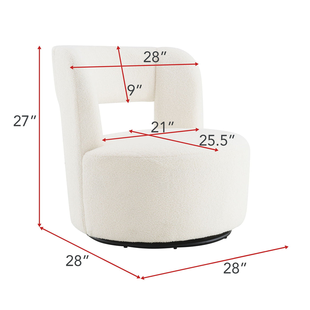 Swivel Barrel Chair with Soft Teddy Fabric - Beige