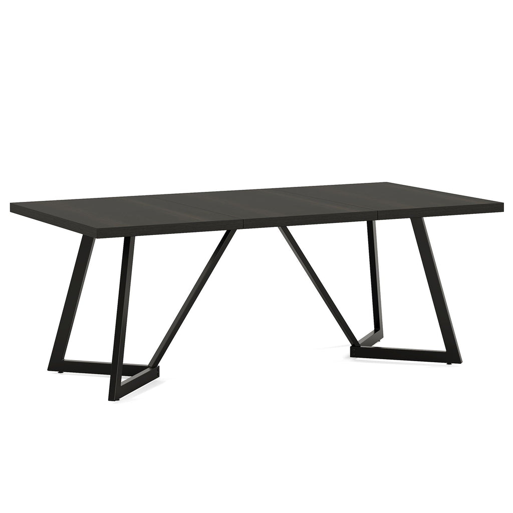 Rectangular Dining Table for 6-8 People with Durable Steel Frame - Black