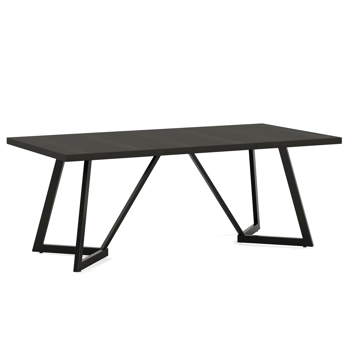 Rectangular Dining Table for 6-8 People with Durable Steel Frame - Black
