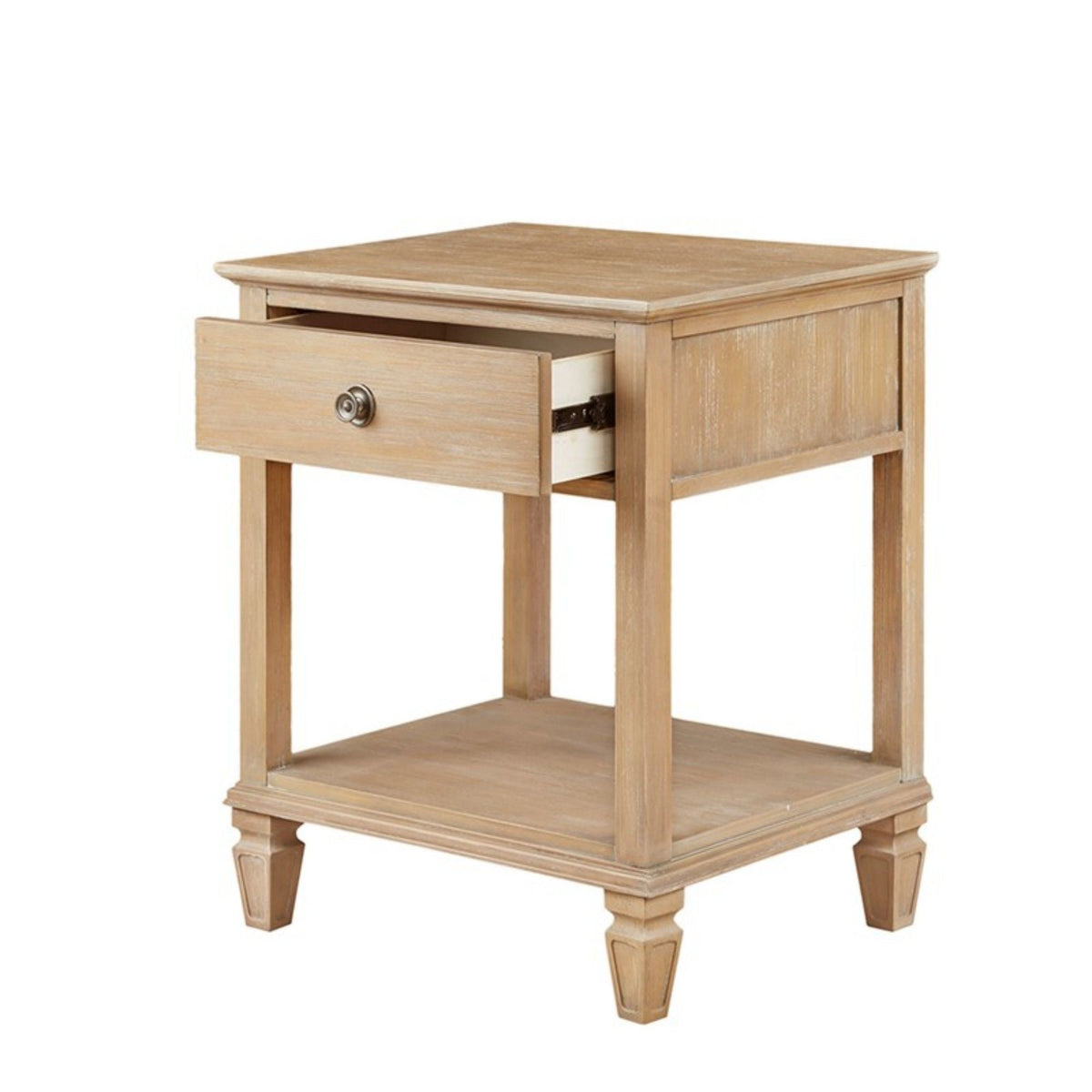 Bedside Table with Drawer and Shelf - Solid Wood Nightstand - Light Brown, Dark Brown, Beige, or Dark Gray