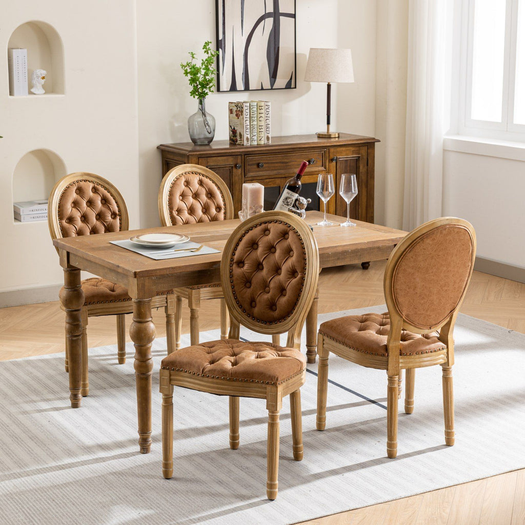 French Style Solid Wood Dining Chair with Nailhead Trim - Multiple Colors