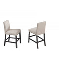 Natural Upholstered Counter Dining Chair Set with Nailhead Trim - Linen Blend