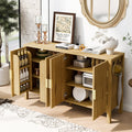 Modern Stripe Door Storage Cabinet with Adjustable Shelves - 57.5" Wide