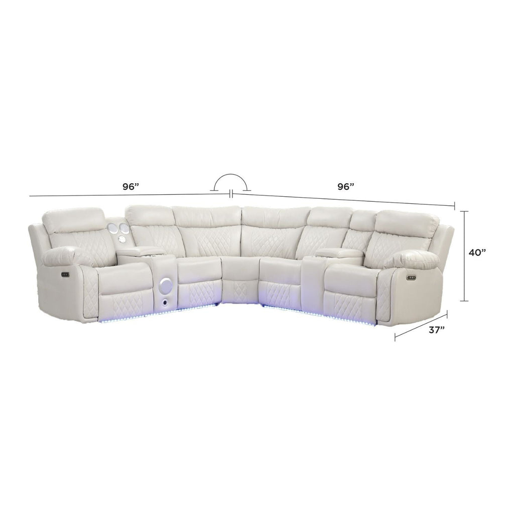 Power Reclining Sectional Sofa with Bluetooth Speakers – Black, Dark Gray, Beige