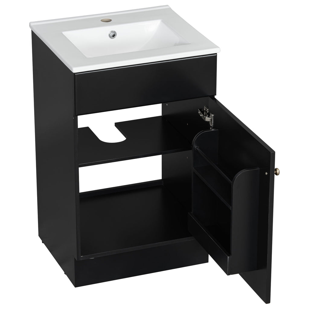 Bathroom Vanity with Sink and Adjustable Shelf - Multiple Colors