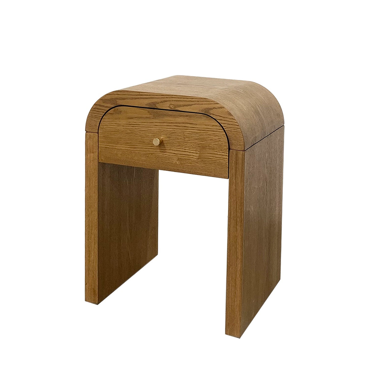 Curved Table with Minimalist Design and Storage - Walnut Brown or Black