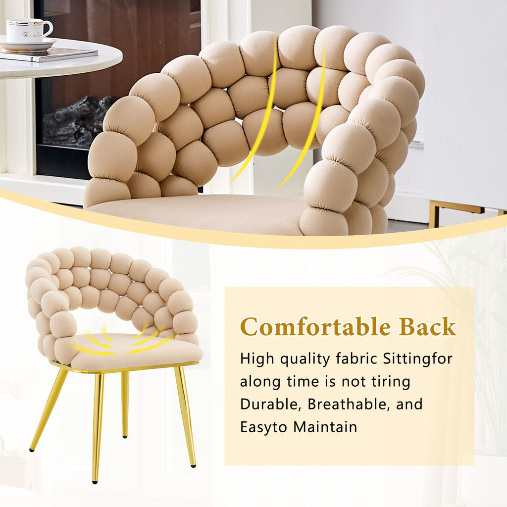 Ball Chain Bubble Dining Chair Set with Sculptural Backrest - Dark Gray, Beige, Orange