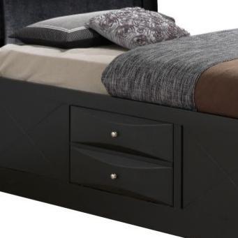 Black Twin Storage Bed with Molded Resin Drawer Fronts - Built-In Storage