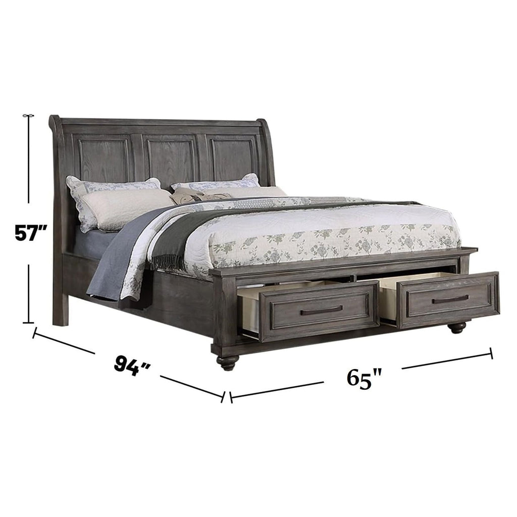Panel 3 Piece Bedroom Set with Nightstands - Dark Gray or Dark Brown