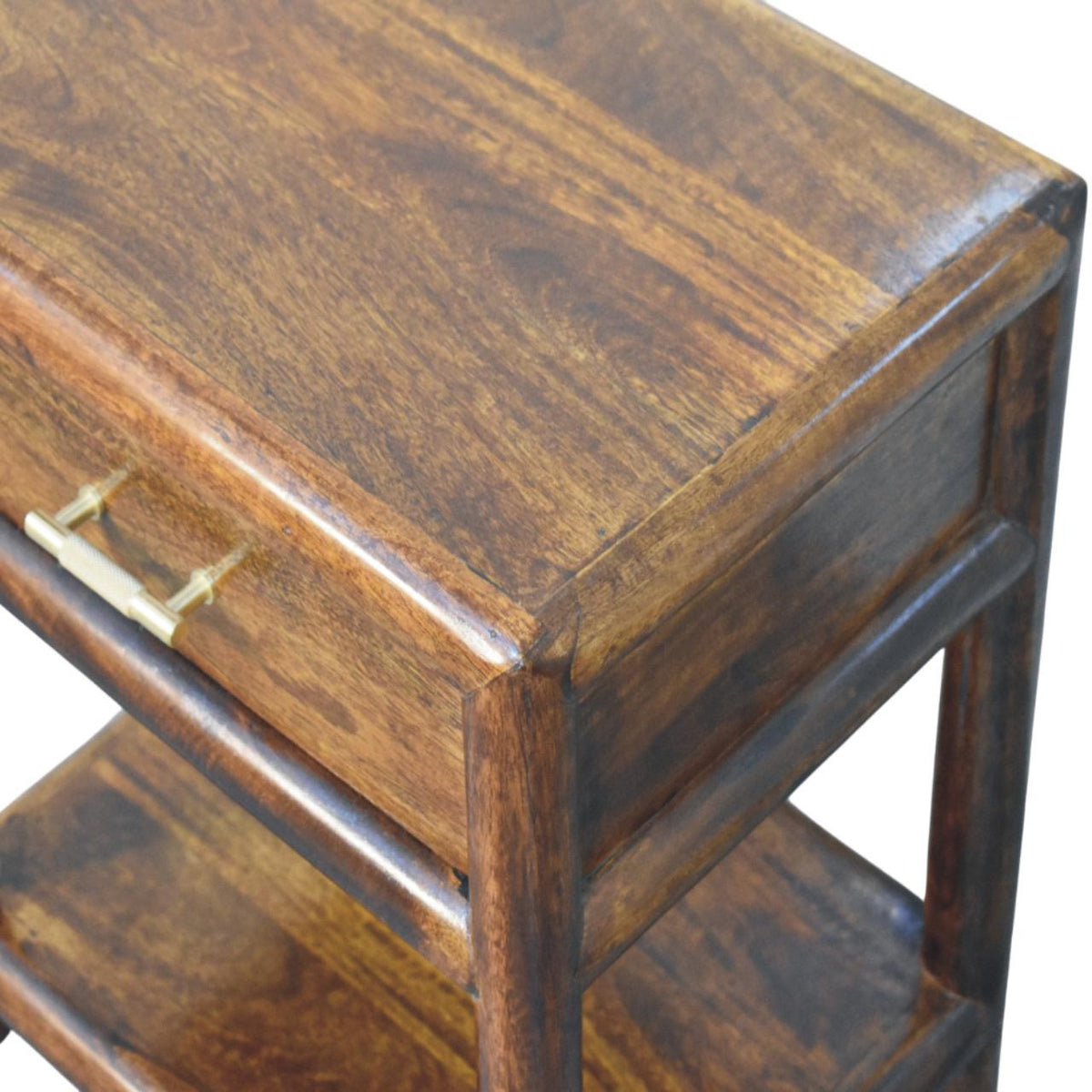 Solid Wood Regency Nightstand with Drawer and Open Shelf - Chestnut
