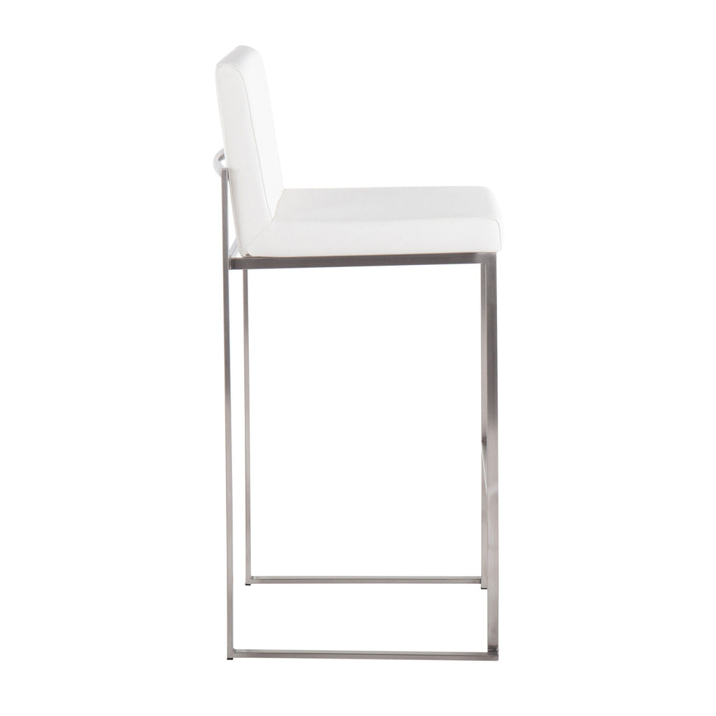 Contemporary High Back Barstool Set with Upholstered Seat – Multiple Colors