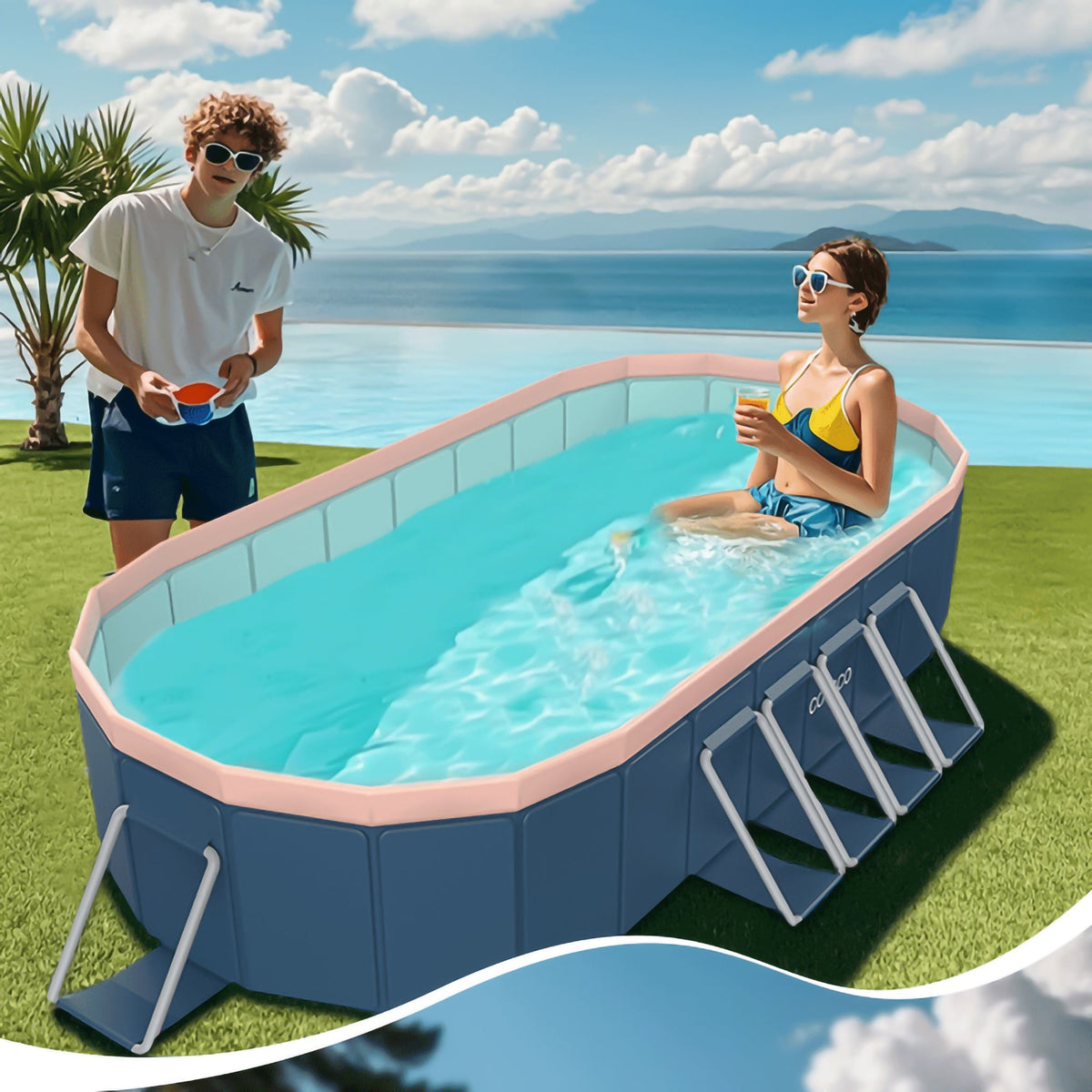 PVC Folding Pool with Non-Inflatable Design - Blue