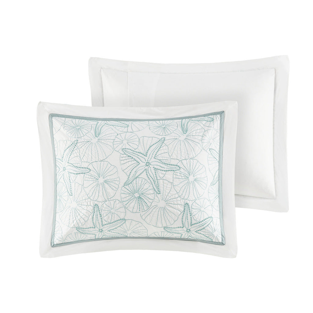 White King Duvet Cover Mini Set with Seashell Embroidery