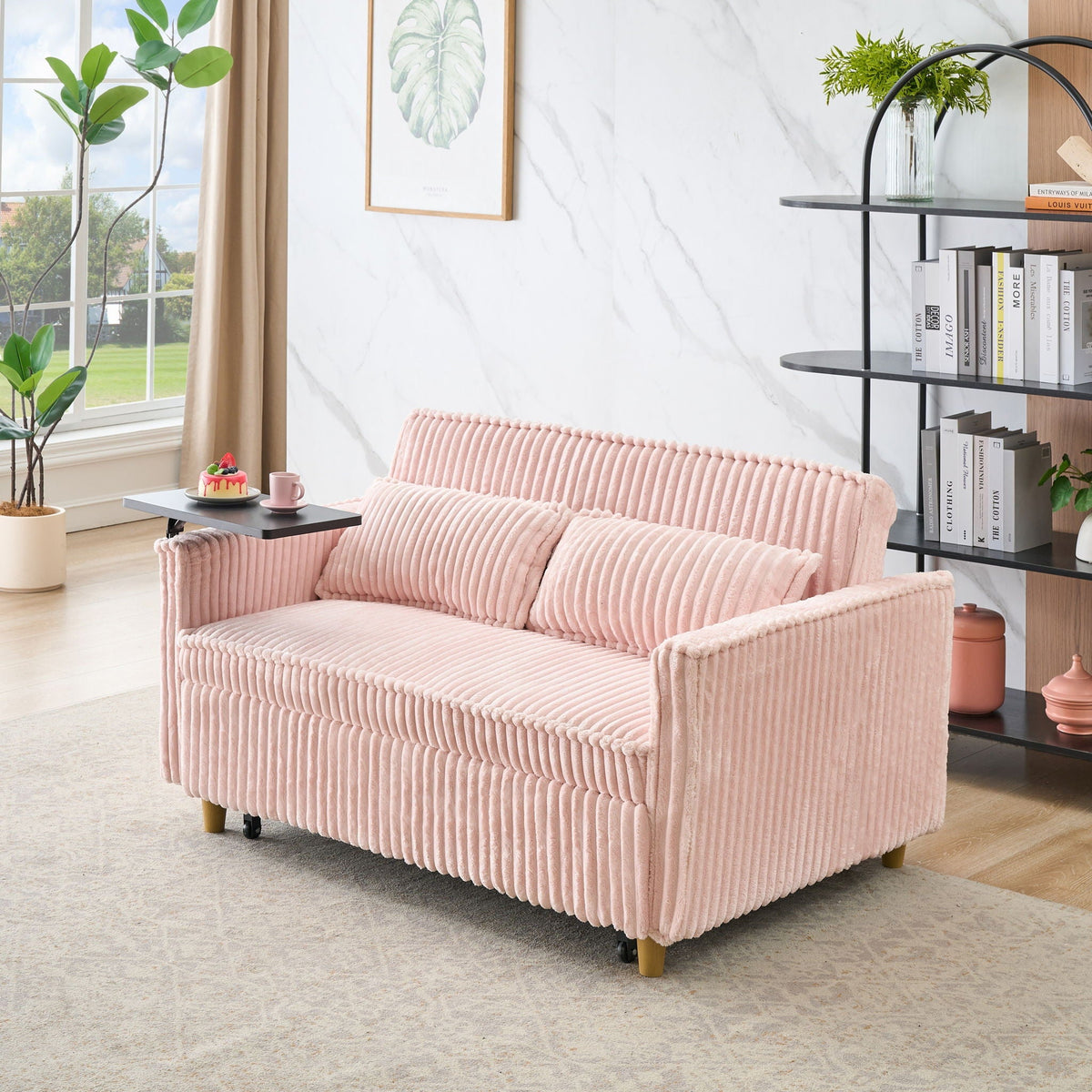 Pull Out Sofa With Movable Tabletop and USB Ports - Multiple Colors