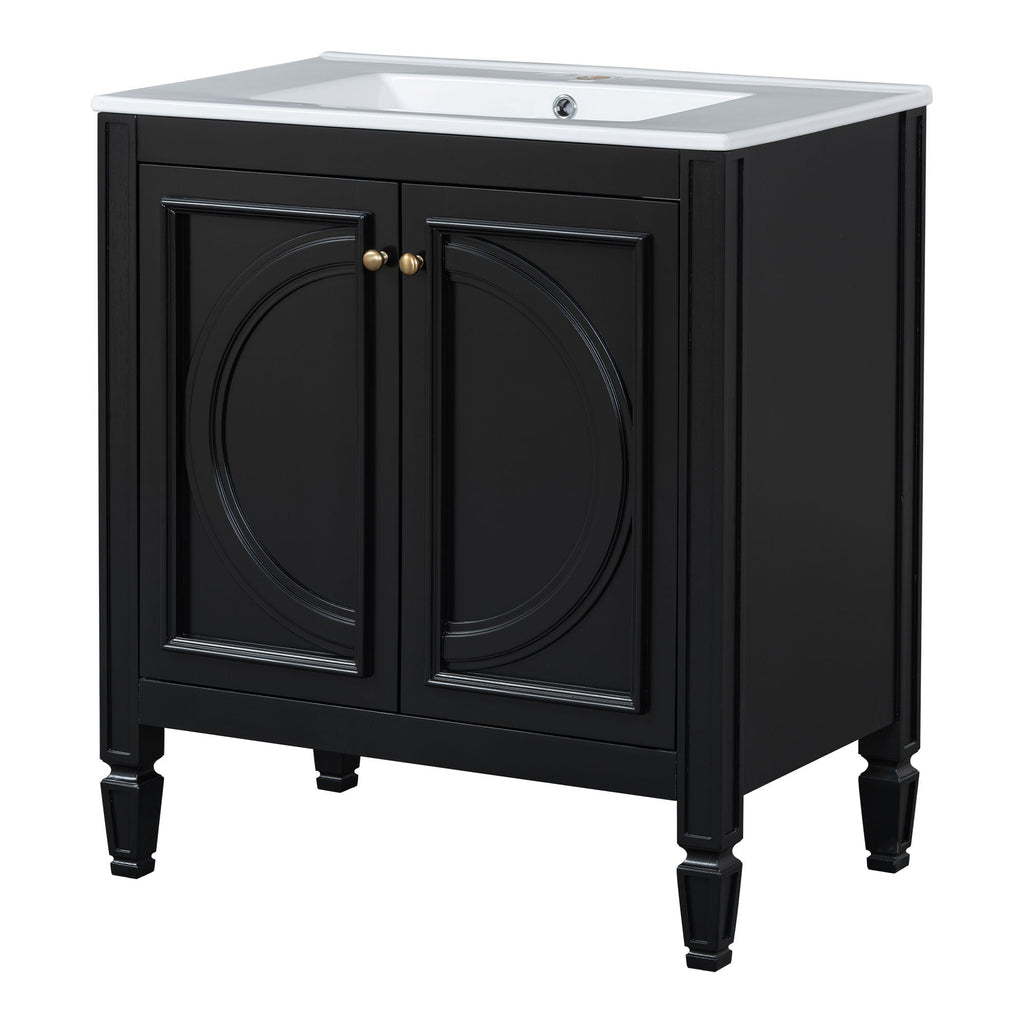 Double Sink Bathroom Vanity Set with Wall Mount Mirror Cabinet