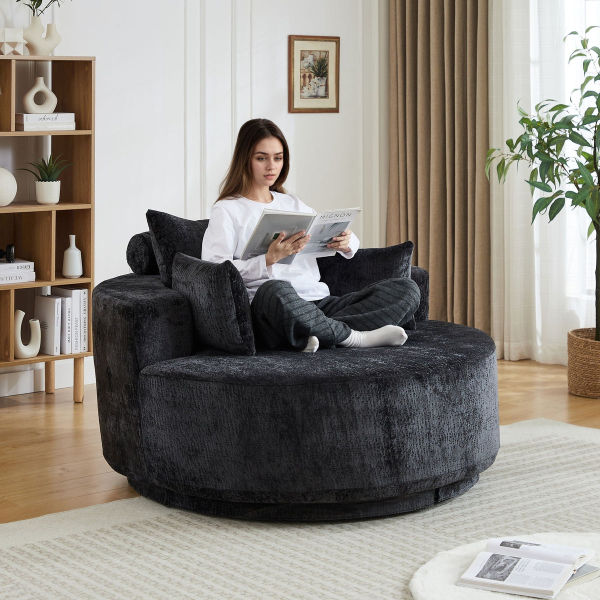 Swivel Sleeper Chair with Supportive Pillow and 360° Base - Multiple Colors