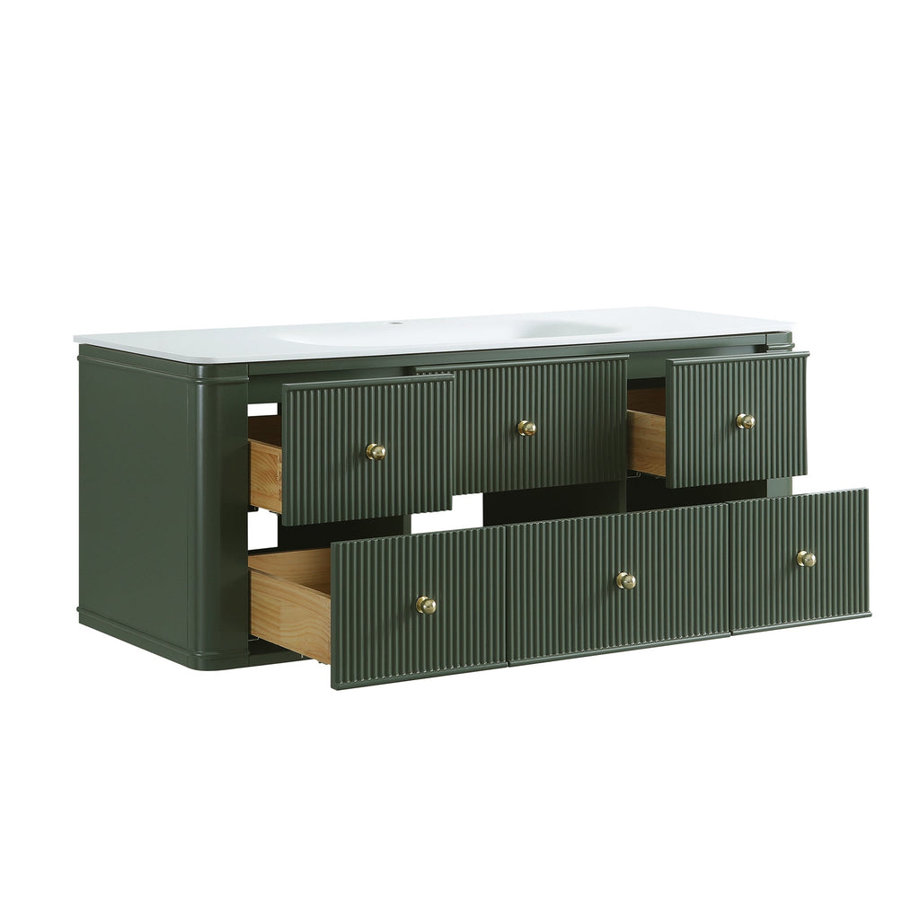 48" Wall Mounted Single Bathroom Vanity with Integrated Basin - Modern