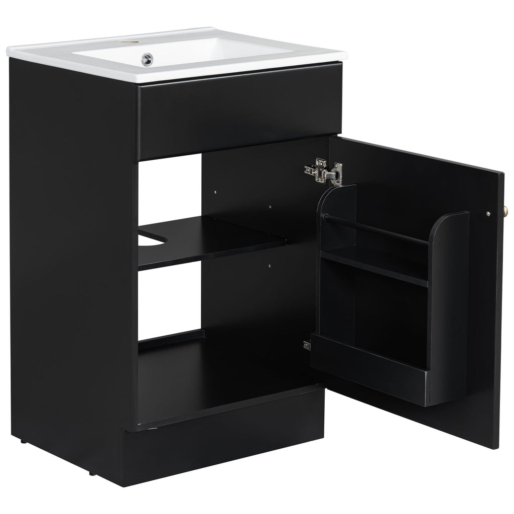 Bathroom Vanity with Sink and Adjustable Shelf - Multiple Colors