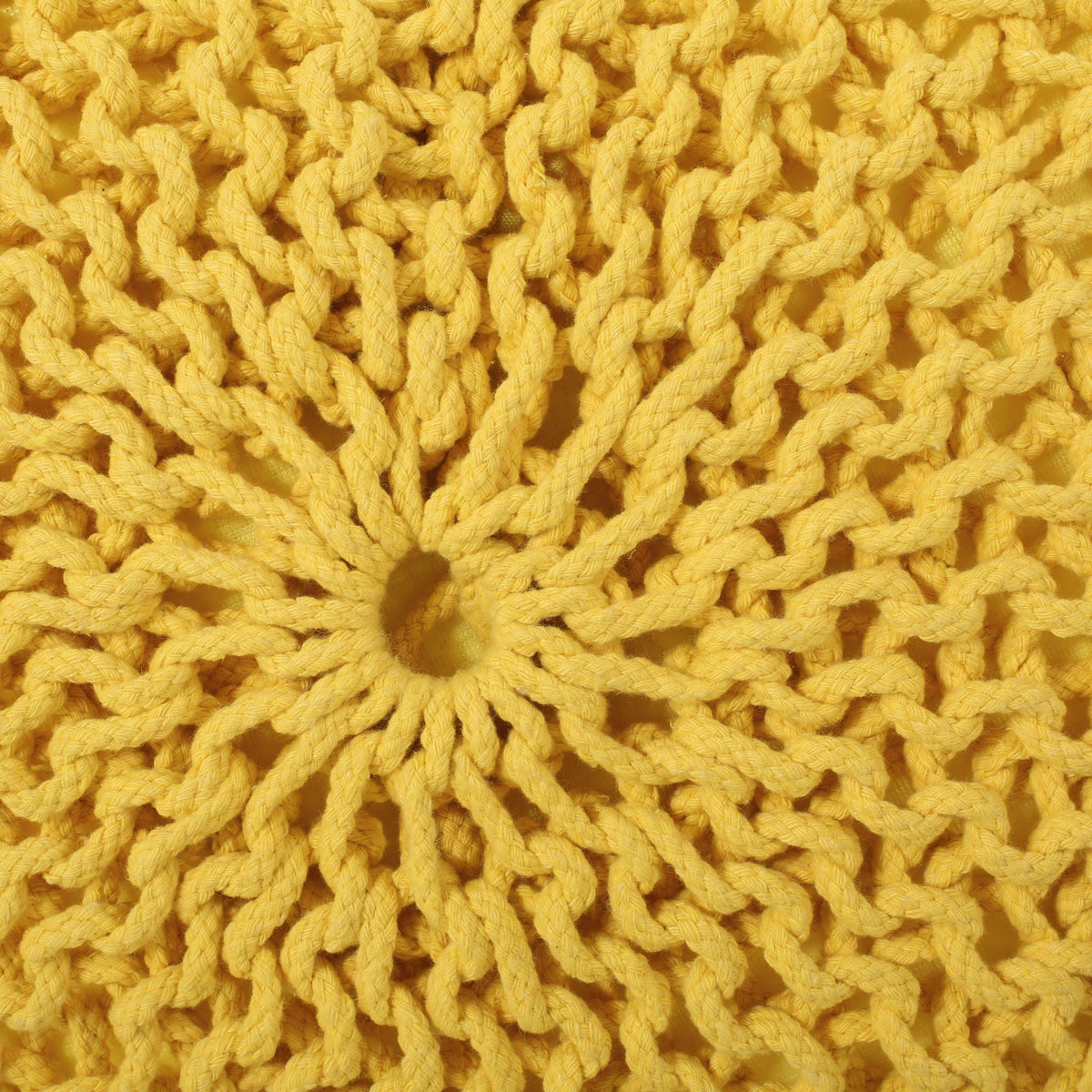 Knitted Round Pouf Ottoman with Polystyrene Bead Filling - Purple or Yellow