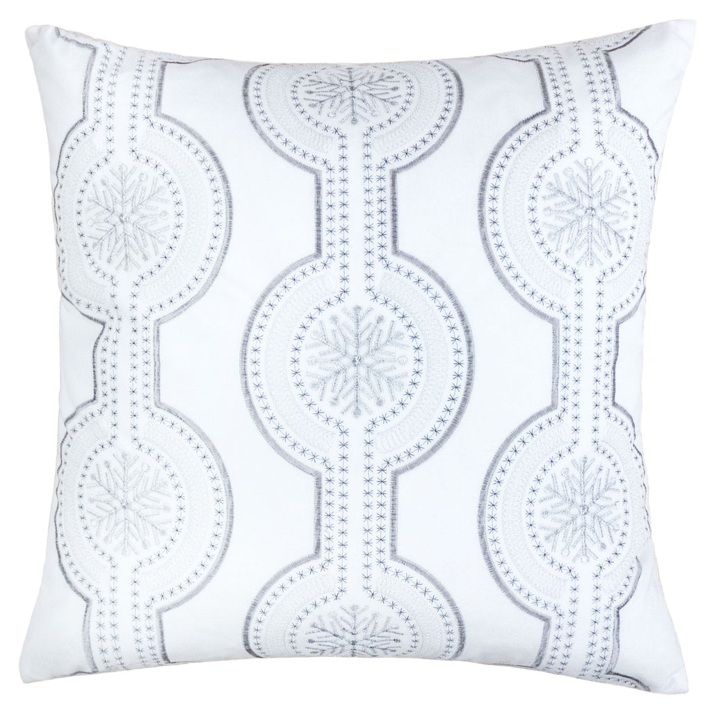 White Holiday Embroidered Velvet Throw Pillow Set 20x20 with Inserts - White