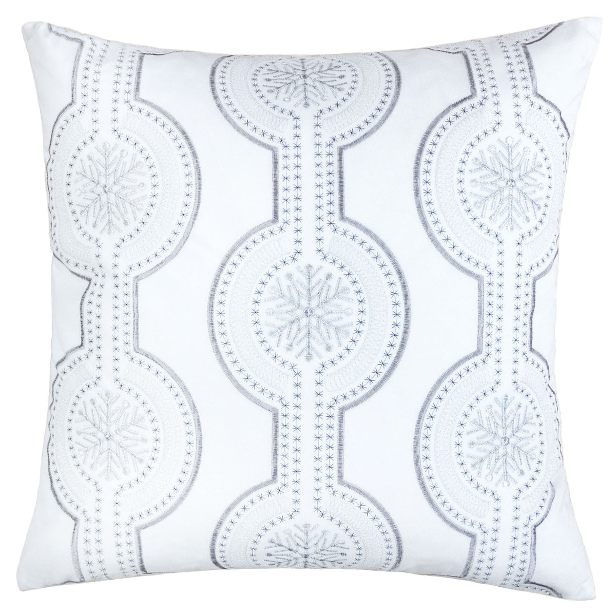 White Holiday Embroidered Velvet Throw Pillow Set 20x20 with Inserts - White