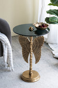 Round Top Accent Table with Angel Wings - Gold & Black